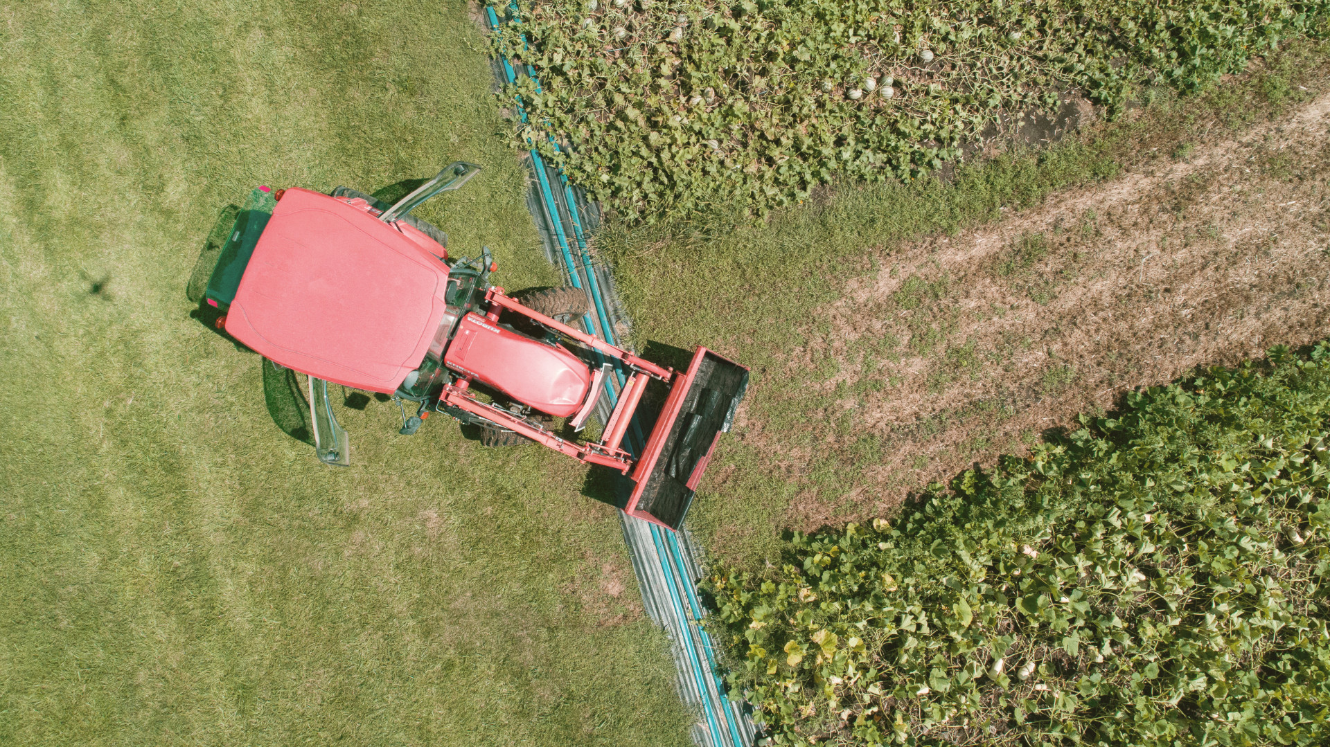 aerial picture of a tractor in the field